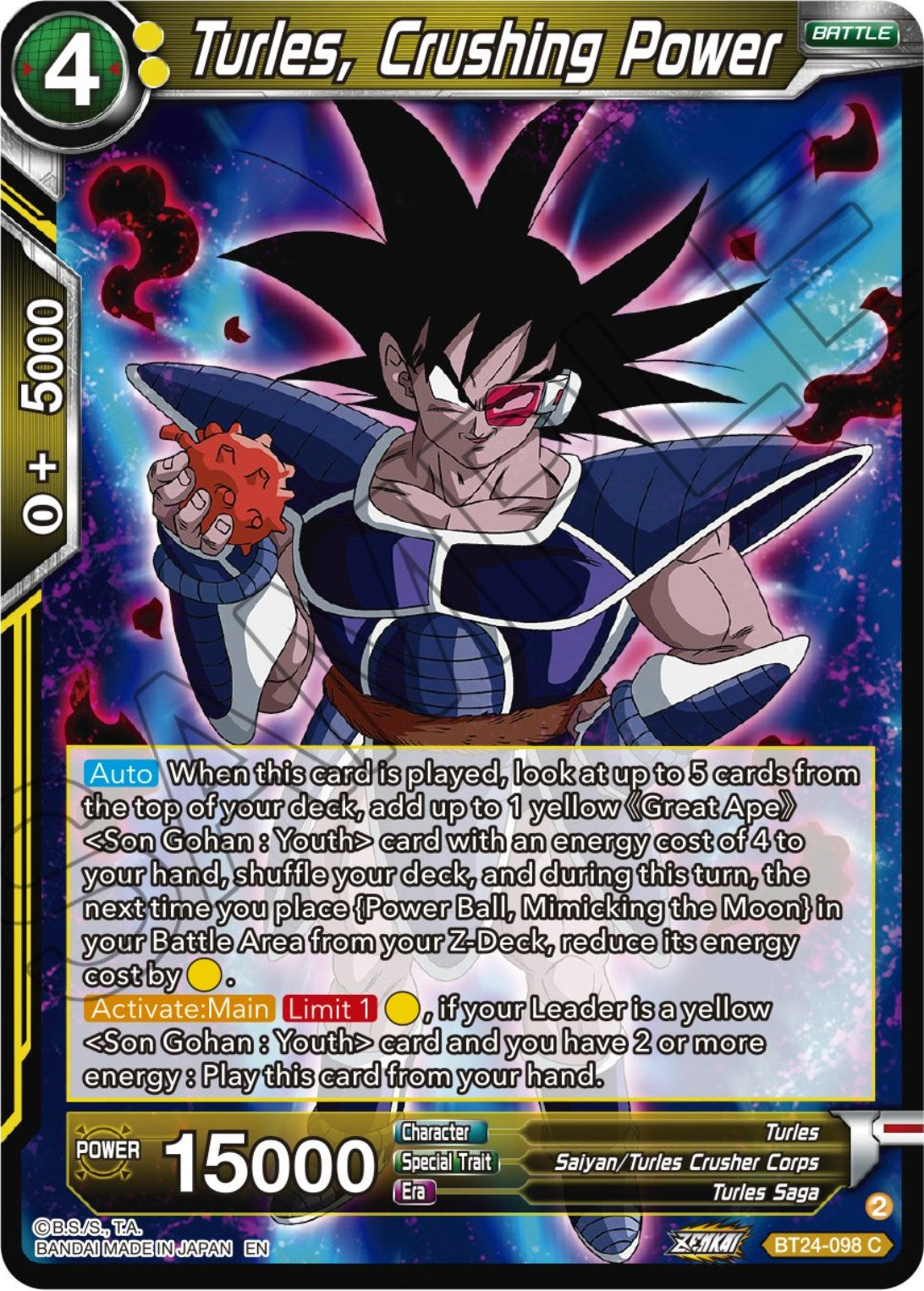 Turles, Crushing Power (BT24-098) [Beyond Generations] | Shuffle n Cut Hobbies & Games