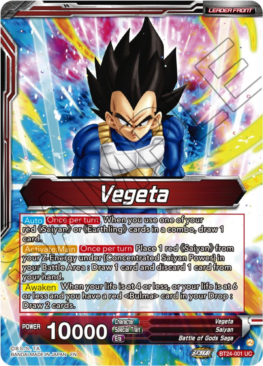 Vegeta // Vegeta, Awakened Feelings (SLR) (BT24-001) [Beyond Generations] | Shuffle n Cut Hobbies & Games