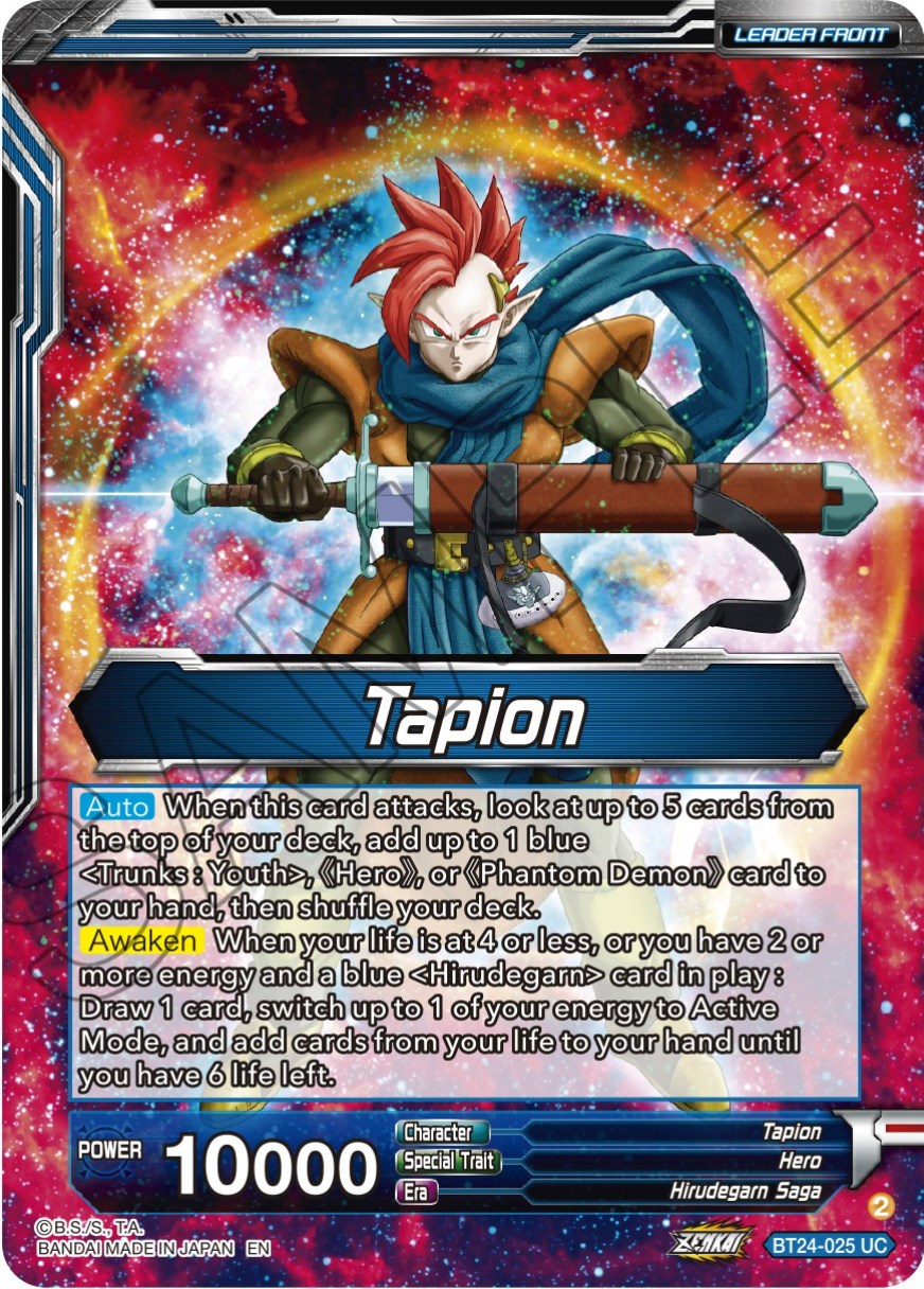 Tapion // Tapion, Hero Revived in the Present (SLR) (BT24-025) [Beyond Generations] | Shuffle n Cut Hobbies & Games