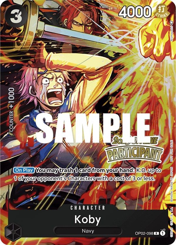 Koby (Offline Regional 2023) [Participant] [One Piece Promotion Cards] | Shuffle n Cut Hobbies & Games