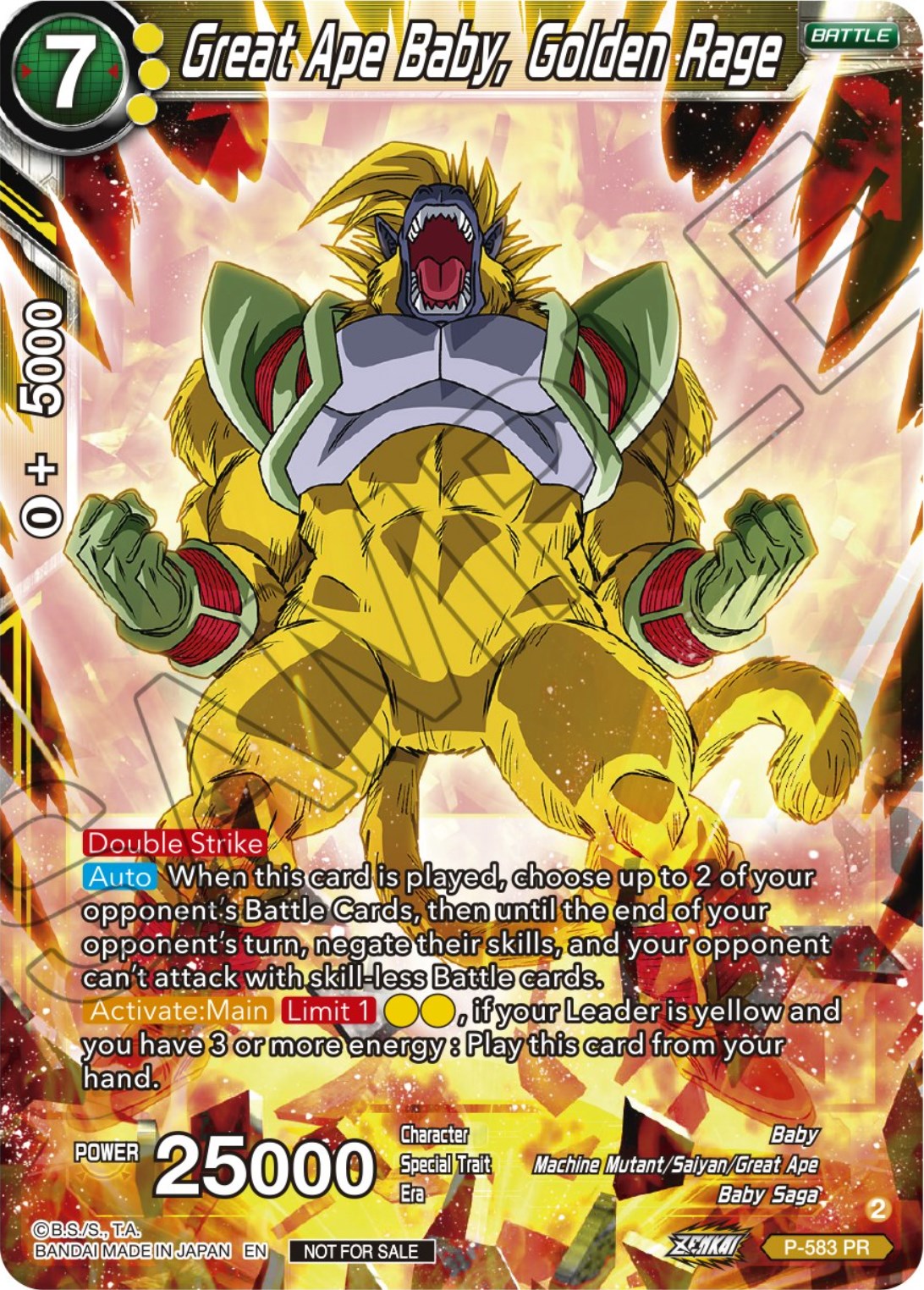 Great Ape Baby, Golden Rage (Zenkai Series Tournament Pack Vol.7) (P-583) [Tournament Promotion Cards] | Shuffle n Cut Hobbies & Games