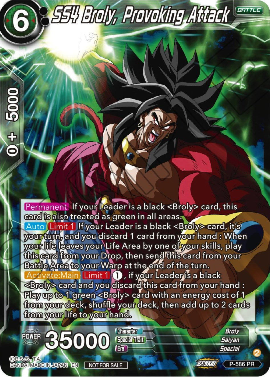 SS4 Broly, Provoking Attack (Zenkai Series Tournament Pack Vol.7) (P-586) [Tournament Promotion Cards] | Shuffle n Cut Hobbies & Games