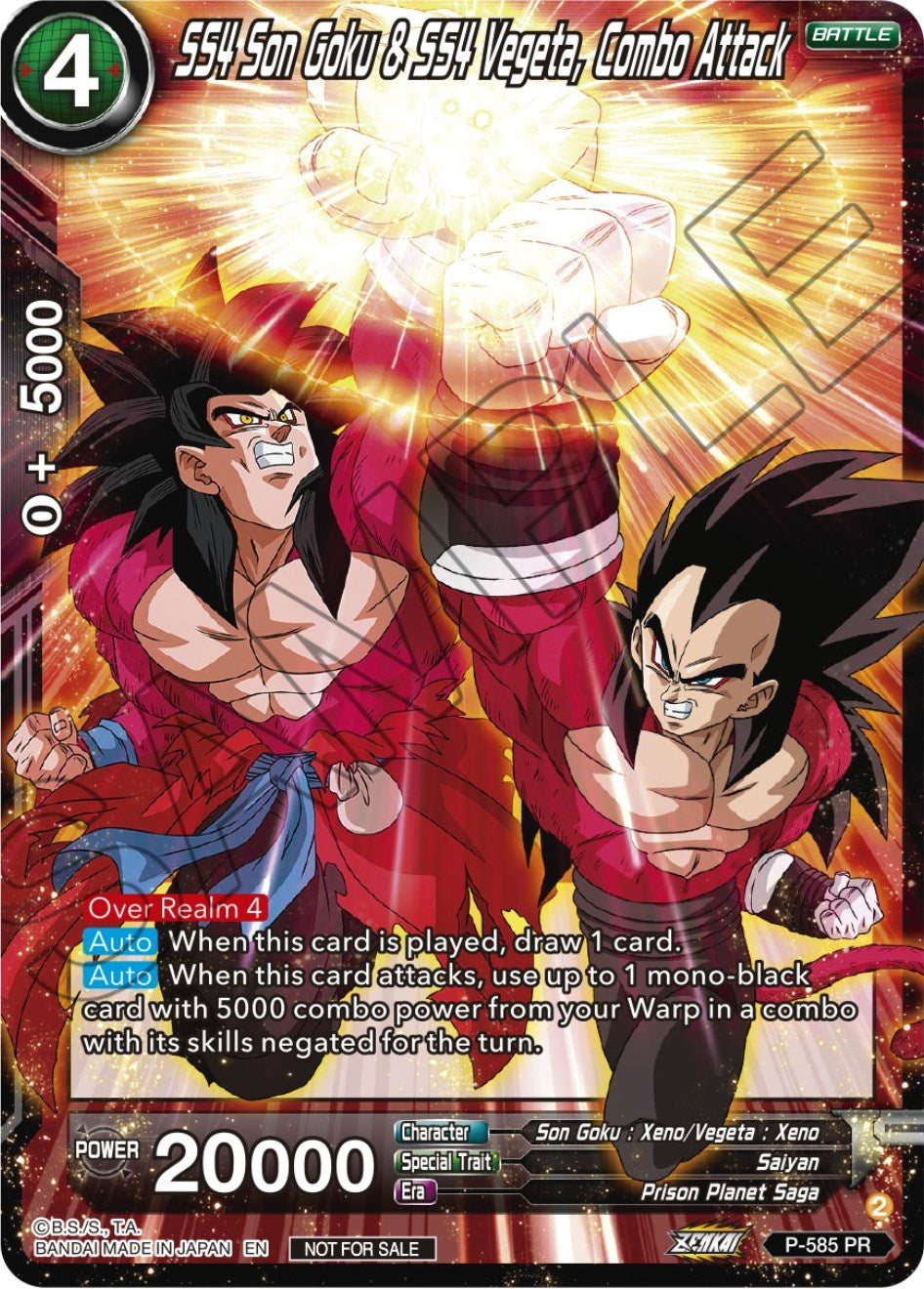 SS4 Son Goku & SS4 Vegeta, Combo Attack (Zenkai Series Tournament Pack Vol.7) (P-585) [Tournament Promotion Cards] | Shuffle n Cut Hobbies & Games