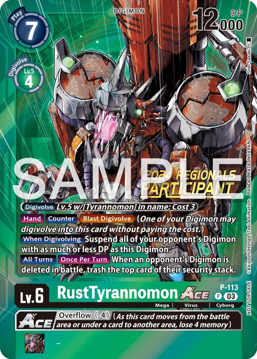 RustTyrannomon Ace [P-113] (2024 Regionals Participant) [Promotional Cards] | Shuffle n Cut Hobbies & Games