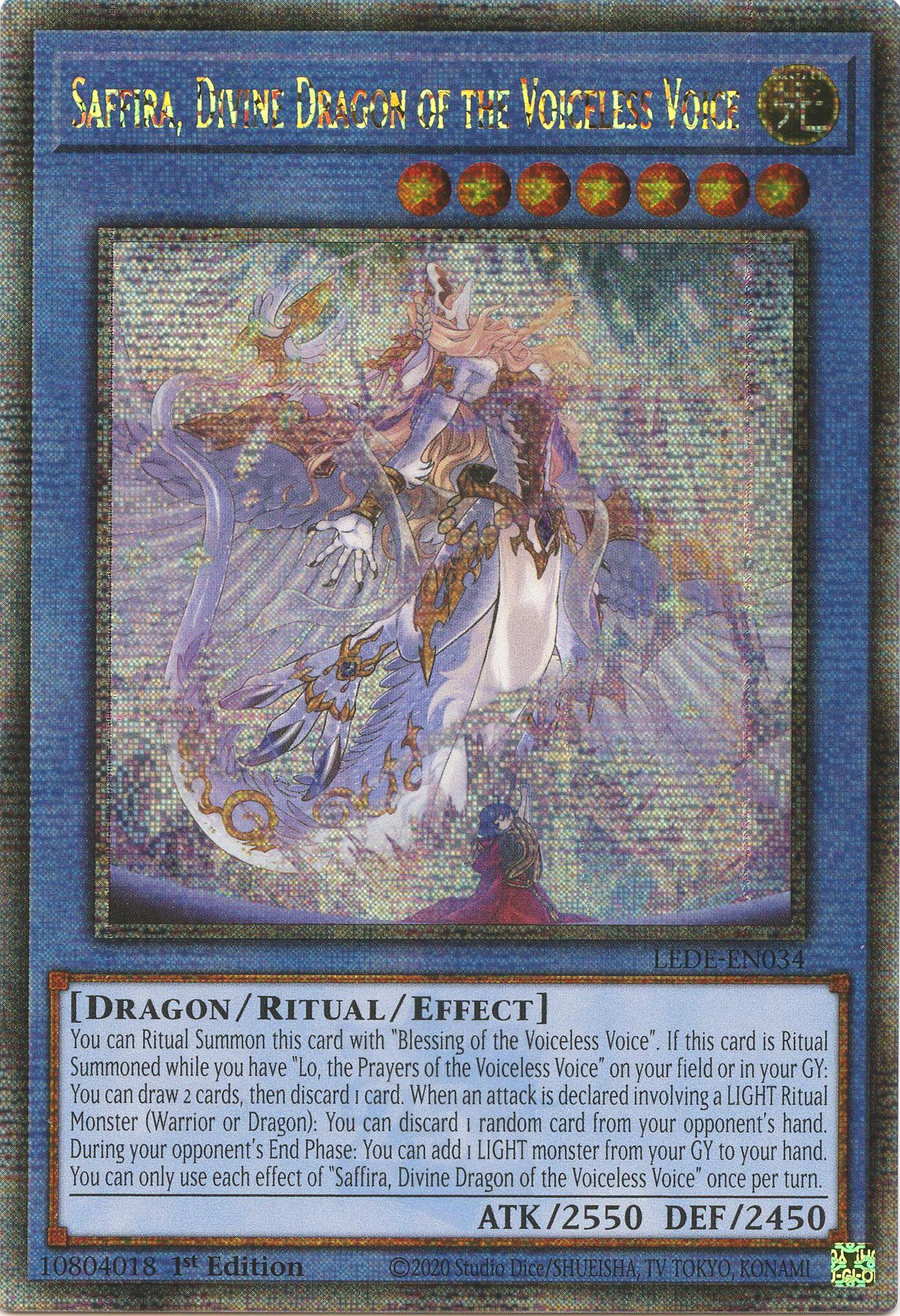 Saffira, Divine Dragon of the Voiceless Voice (Quarter Century Secret Rare) [LEDE-EN034] Quarter Century Secret Rare | Shuffle n Cut Hobbies & Games