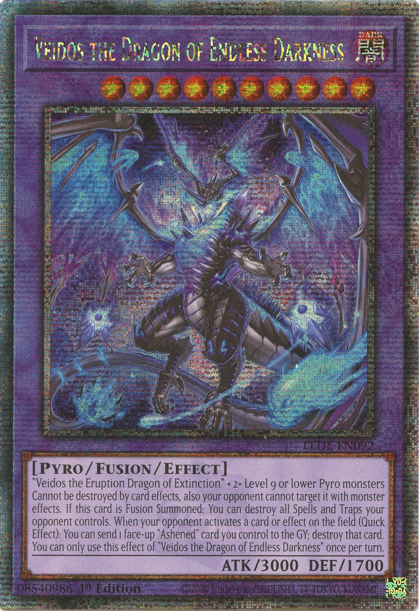 Veidos the Dragon of Endless Darkness (Quarter Century Secret Rare) [LEDE-EN092] Quarter Century Secret Rare | Shuffle n Cut Hobbies & Games