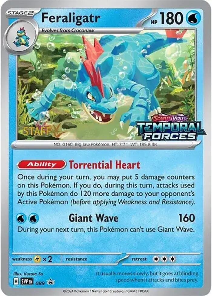 Feraligatr (089) (Staff Prerelease Promo) [Scarlet & Violet: Black Star Promos] | Shuffle n Cut Hobbies & Games