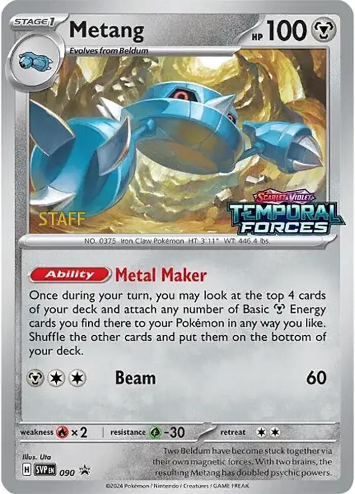 Metang (090) (Staff Prerelease Promo) [Scarlet & Violet: Black Star Promos] | Shuffle n Cut Hobbies & Games