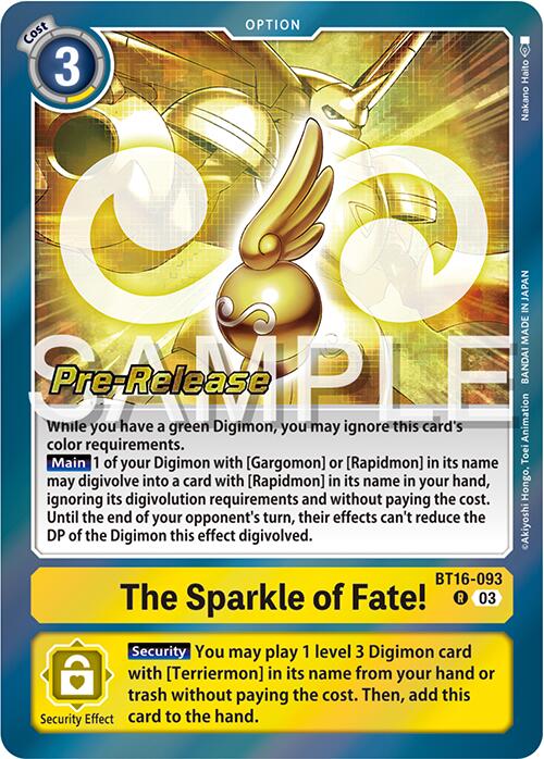 The Sparkle of Fate! [BT16-093] [Beginning Observer Pre-Release Promos] | Shuffle n Cut Hobbies & Games