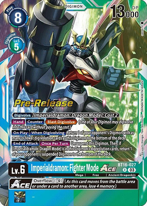 Imperialdramon: Fighter Mode Ace [BT16-027] [Beginning Observer Pre-Release Promos] | Shuffle n Cut Hobbies & Games