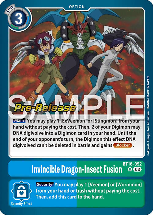 Invincible Dragon-Insect Fusion [BT16-092] [Beginning Observer Pre-Release Promos] | Shuffle n Cut Hobbies & Games