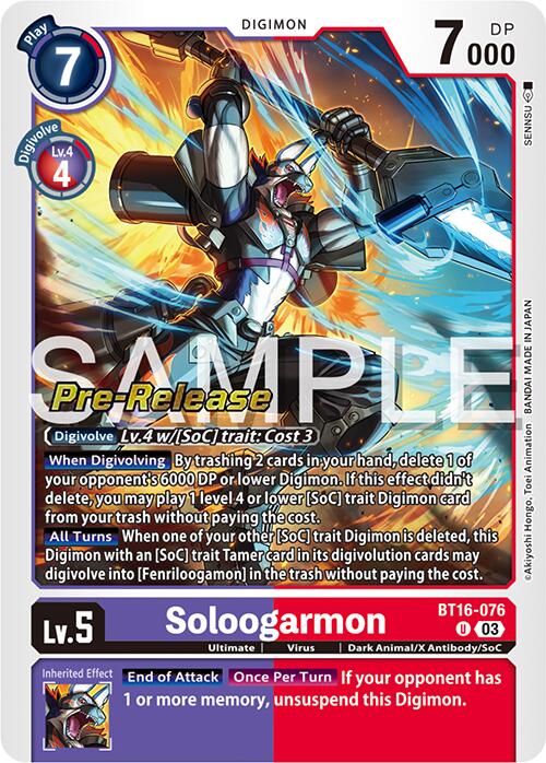 Soloogarmon [BT16-076] [Beginning Observer Pre-Release Promos] | Shuffle n Cut Hobbies & Games