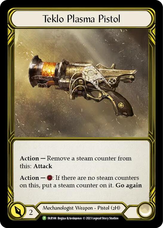 Teklo Plasma Pistol (Golden) [FAB144] (Promo)  Cold Foil | Shuffle n Cut Hobbies & Games