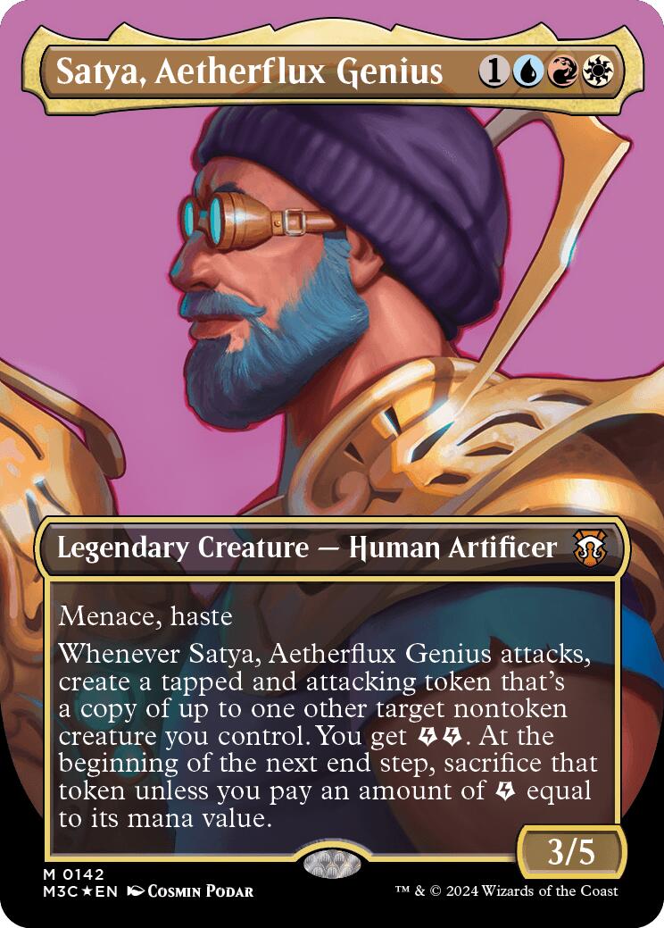 Satya, Aetherflux Genius (Borderless) (Ripple Foil) [Modern Horizons 3 Commander] | Shuffle n Cut Hobbies & Games