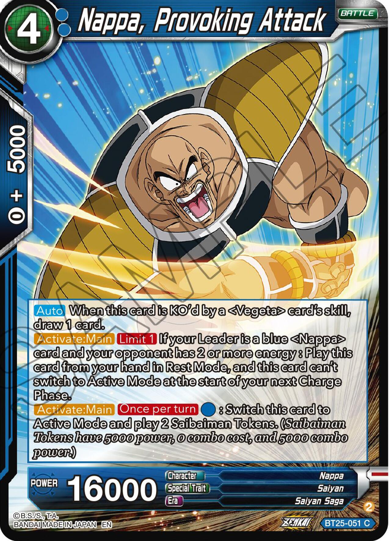 Nappa, Provoking Attack (BT25-051) [Legend of the Dragon Balls] | Shuffle n Cut Hobbies & Games