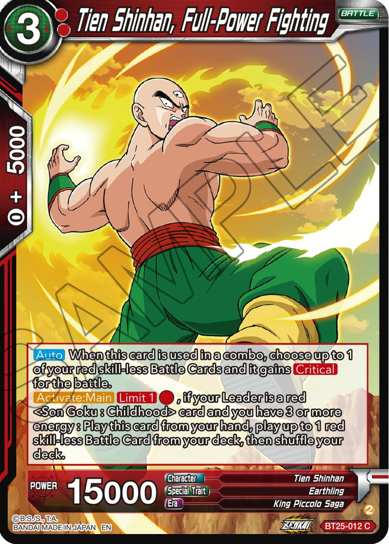 Tien Shinhan, Full-Power Fighting (BT25-012) [Legend of the Dragon Balls] | Shuffle n Cut Hobbies & Games