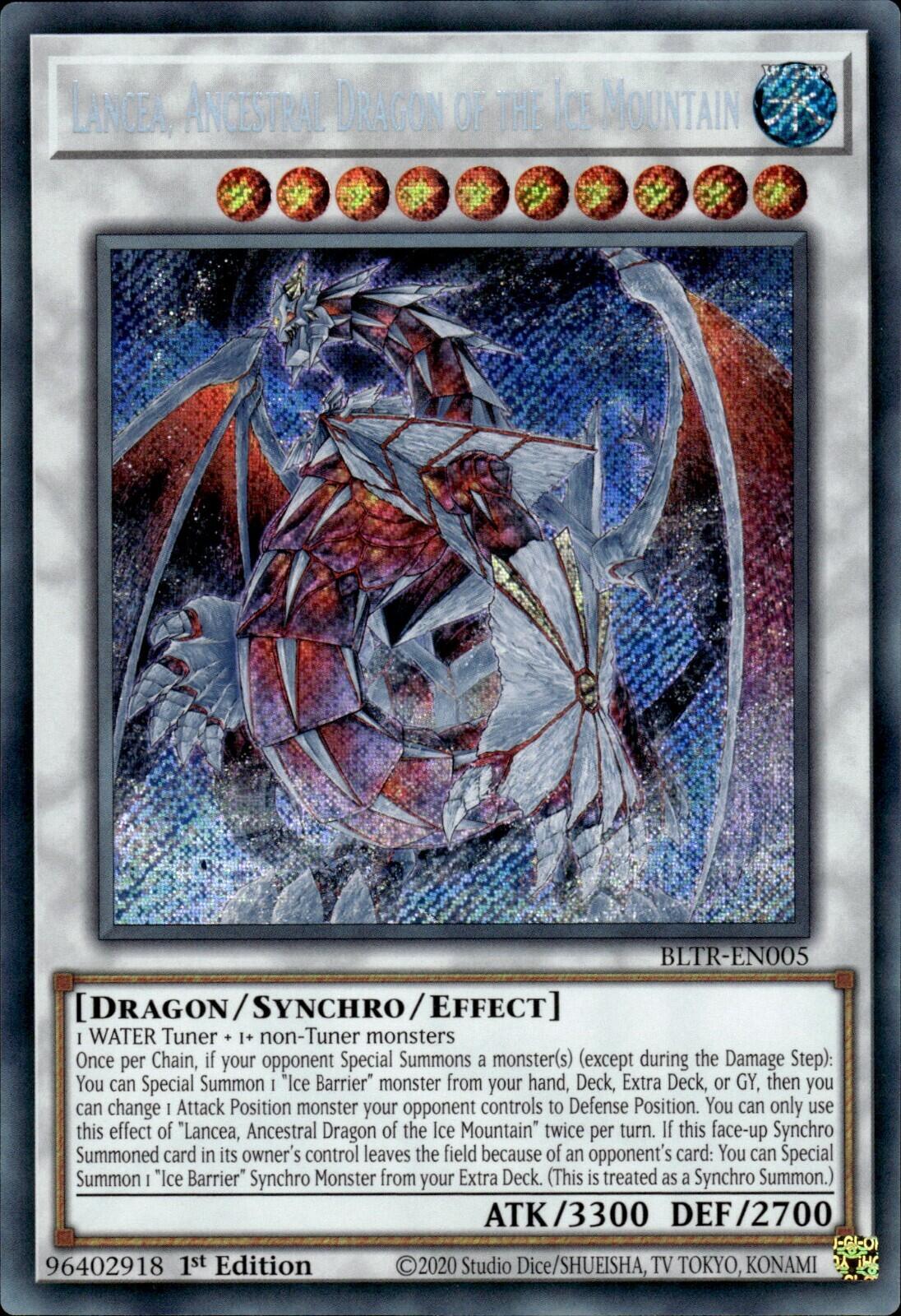 Lancea, Ancestral Dragon of the Ice Mountain [BLTR-EN005] Secret Rare | Shuffle n Cut Hobbies & Games