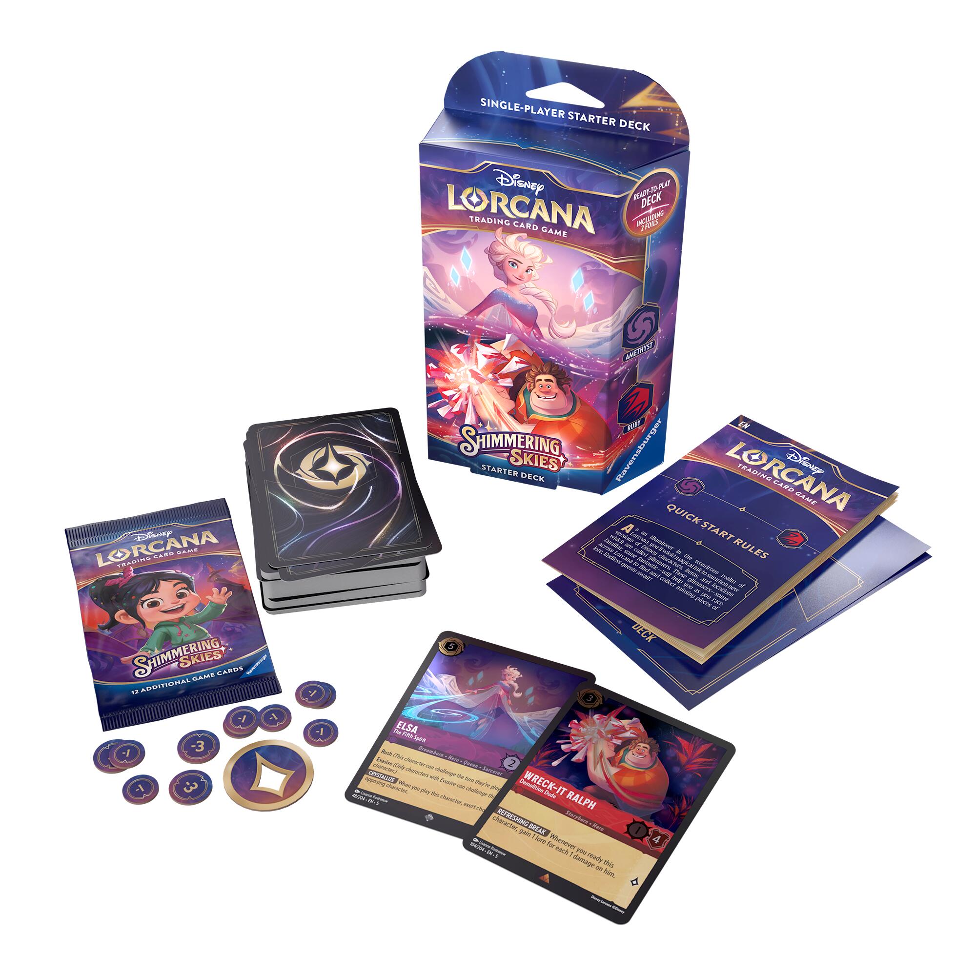 Disney Lorcana: Shimmering Skies - Starter Deck (Amethyst & Ruby) | Shuffle n Cut Hobbies & Games