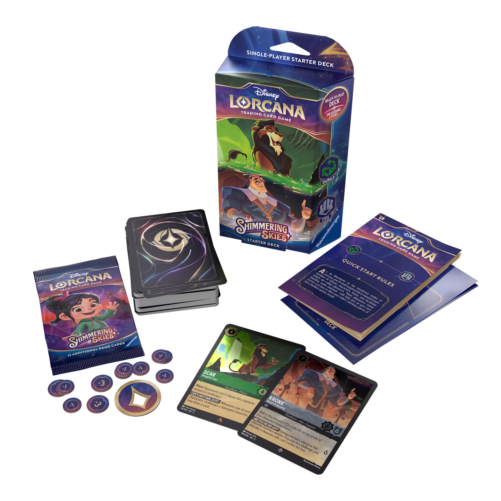 Disney Lorcana: Shimmering Skies - Starter Deck (Emerald & Steel) | Shuffle n Cut Hobbies & Games