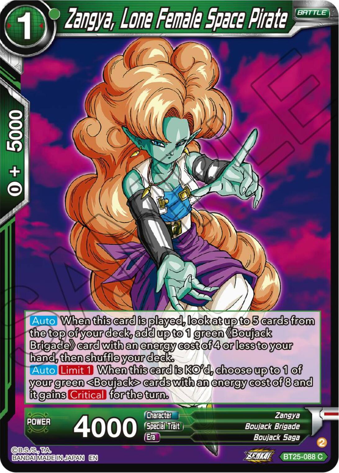 Zangya, Lone Female Space Pirate (BT25-088) [Legend of the Dragon Balls] | Shuffle n Cut Hobbies & Games