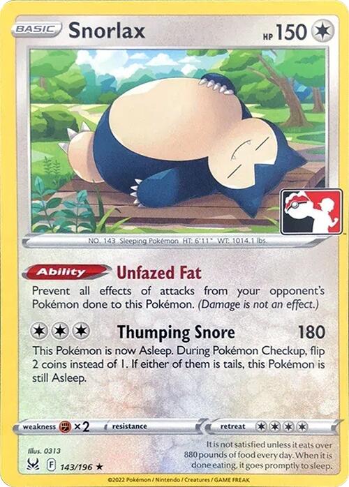 Snorlax (143/196) [Prize Pack Series Three] | Shuffle n Cut Hobbies & Games