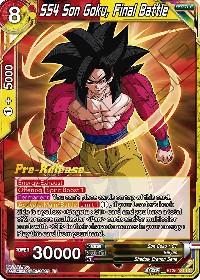 SS4 Son Goku, Final Battle (BT25-131) [Legend of the Dragon Balls Prerelease Promos] | Shuffle n Cut Hobbies & Games