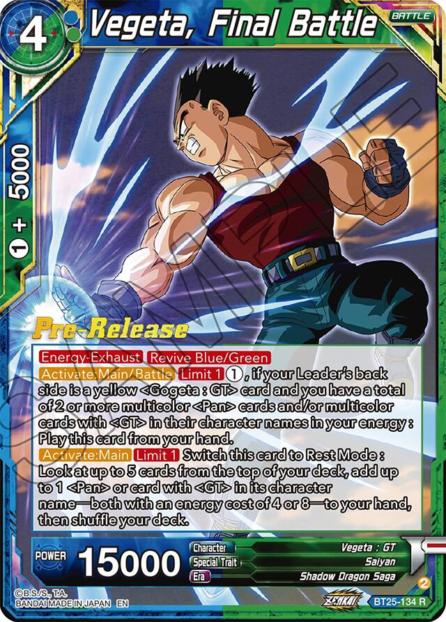 Vegeta, Final Battle (BT25-134) [Legend of the Dragon Balls Prerelease Promos] | Shuffle n Cut Hobbies & Games