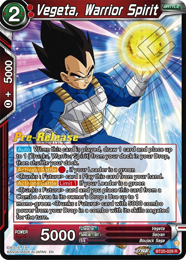 Vegeta, Warrior Spirit (BT25-029) [Legend of the Dragon Balls Prerelease Promos] | Shuffle n Cut Hobbies & Games