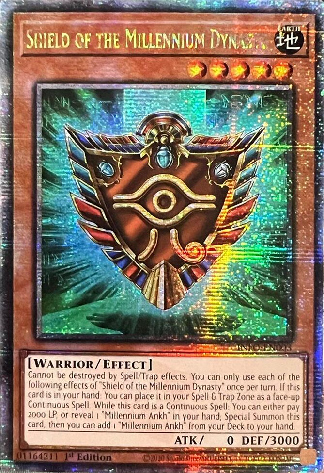 Shield of the Millennium Dynasty (Quarter Century Secret Rare) [INFO-EN003] Quarter Century Secret Rare | Shuffle n Cut Hobbies & Games