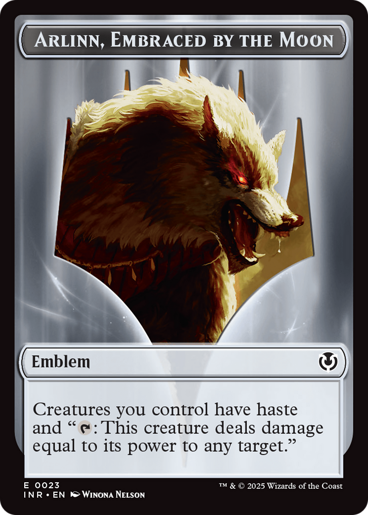 Wolf (0018) // Emblem - Arlinn, Embraces by the Moon Double-Sided Token [Innistrad Remastered Tokens] | Shuffle n Cut Hobbies & Games