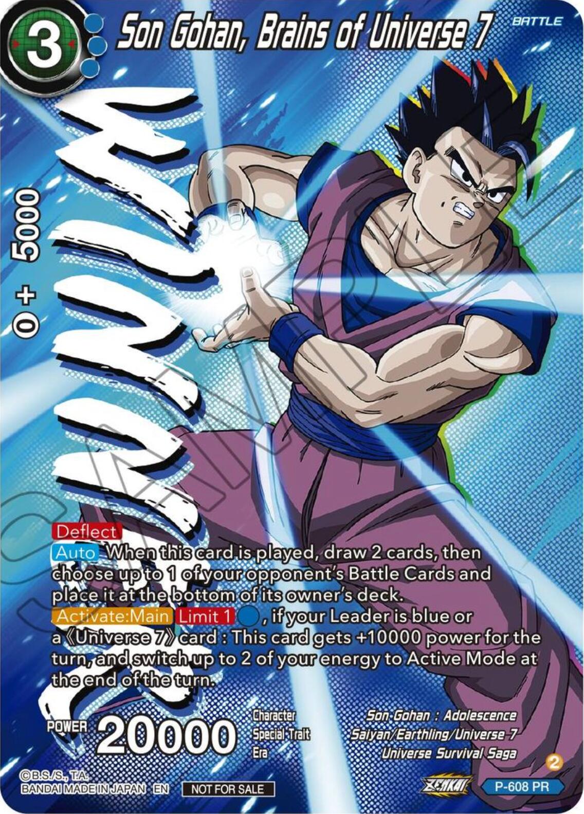 Son Gohan, Brains of Universe 7 (Tournament Pack Vol. 8) (Winner) (P-608) [Promotion Cards] | Shuffle n Cut Hobbies & Games