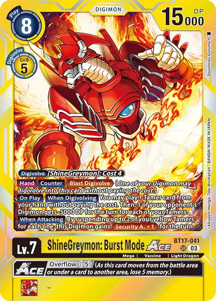 ShineGreymon: Burst Mode ACE [BT17-041] [Secret Crisis] | Shuffle n Cut Hobbies & Games