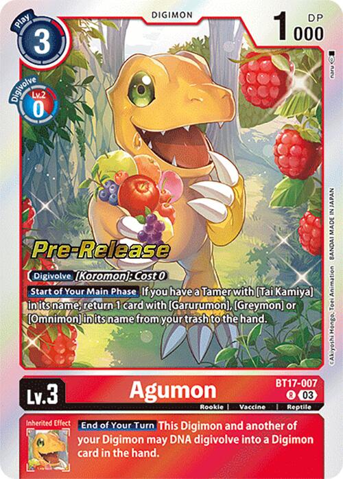 Agumon [BT17-007] [Secret Crisis Pre-Release Cards] | Shuffle n Cut Hobbies & Games