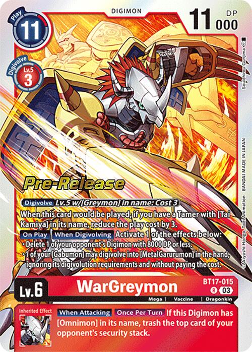 WarGreymon [BT17-015] [Secret Crisis Pre-Release Cards] | Shuffle n Cut Hobbies & Games