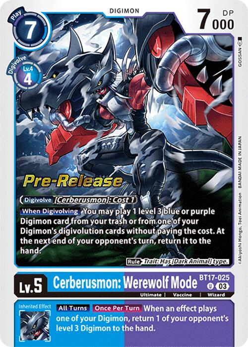 Cerberusmon: Werewolf Mode [BT17-025] [Secret Crisis Pre-Release Cards] | Shuffle n Cut Hobbies & Games