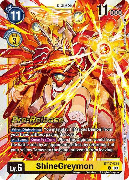 ShineGreymon [BT17-039] [Secret Crisis Pre-Release Cards] | Shuffle n Cut Hobbies & Games