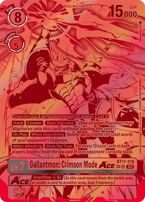 Gallantmon: Crimson Mode ACE [BT17-018] (Textured) [Secret Crisis] | Shuffle n Cut Hobbies & Games