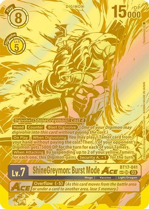 ShineGreymon: Burst Mode ACE [BT17-041] (Textured) [Secret Crisis] | Shuffle n Cut Hobbies & Games