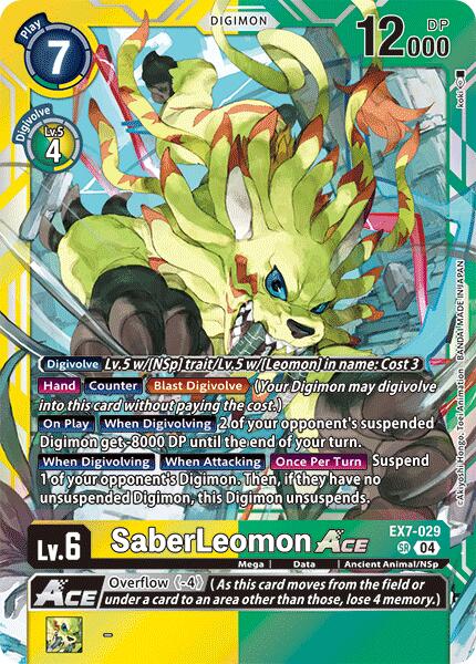 SaberLeomon ACE [EX7-029] [Digimon LIBERATOR] | Shuffle n Cut Hobbies & Games