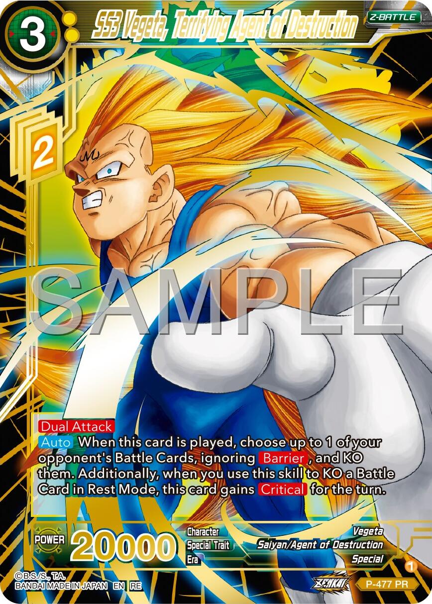 SS3 Vegeta, Terrifying Agent of Destruction (Reprint) (P-477) [Premium 7th Anniversary Box 2024] | Shuffle n Cut Hobbies & Games