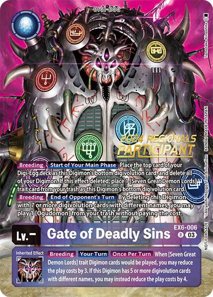 Gate of Deadly Sins [EX6-006] (2024 Regionals Participant) [Infernal Ascension] | Shuffle n Cut Hobbies & Games