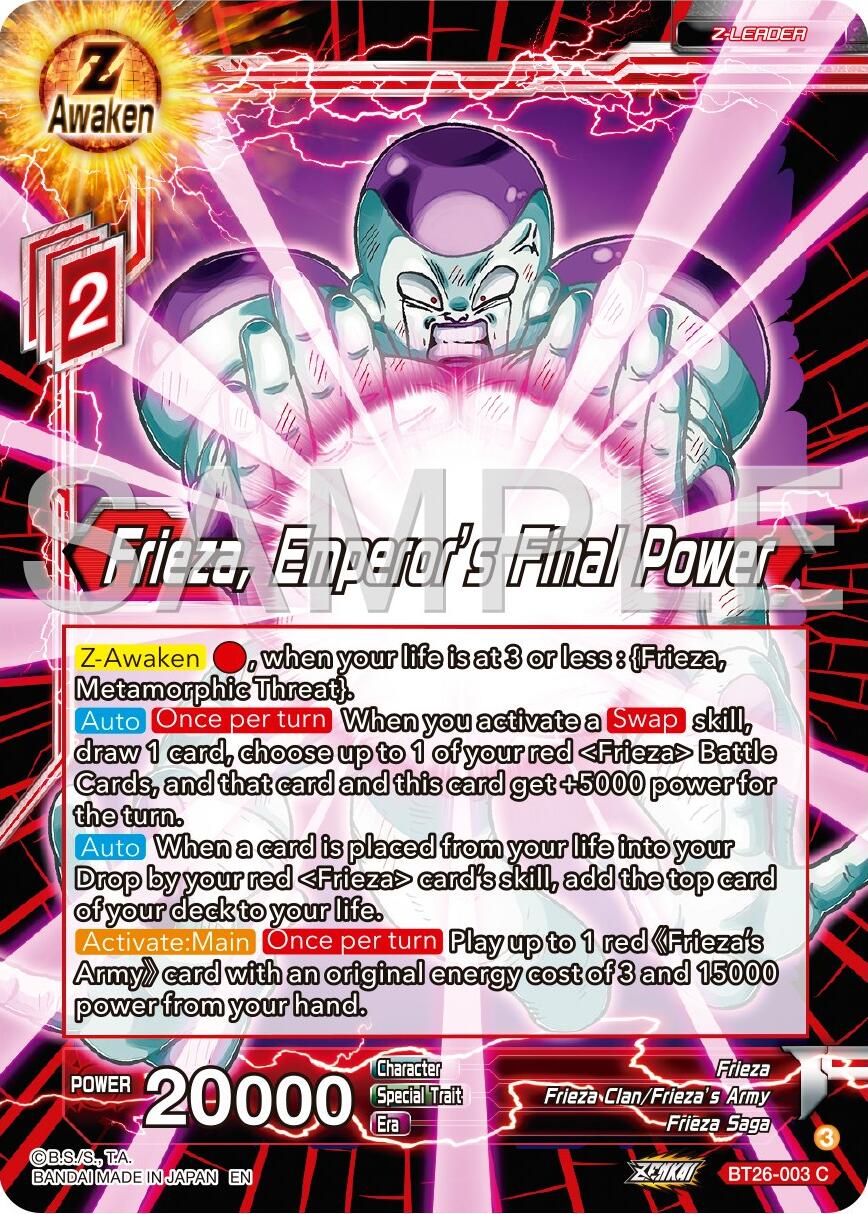 Frieza, Emperor's Final Power (BT26-003) [Ultimate Advent] | Shuffle n Cut Hobbies & Games