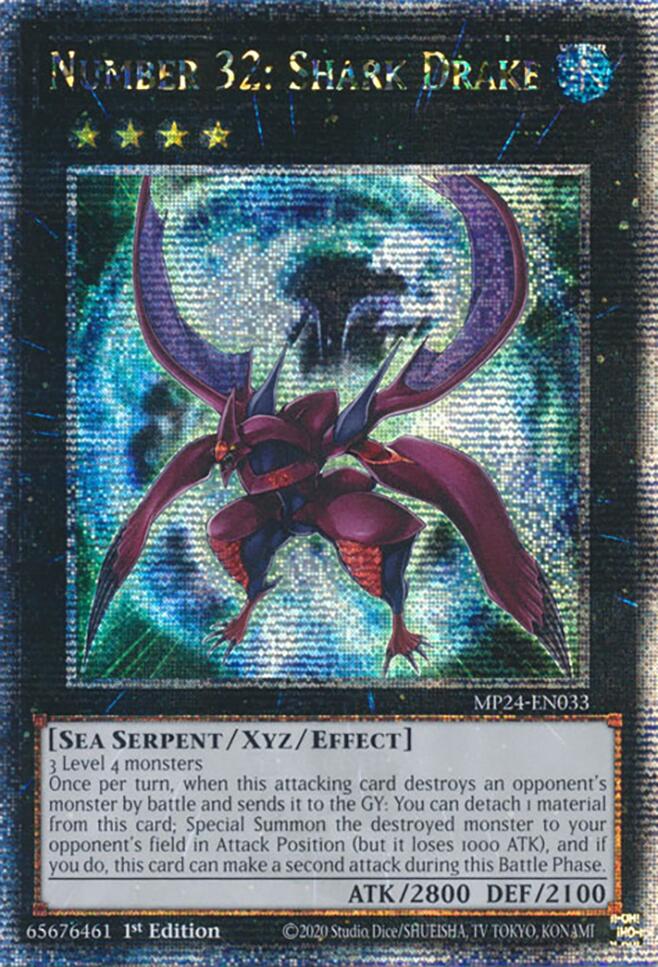 Number 32: Shark Drake [MP24-EN033] Quarter Century Secret Rare | Shuffle n Cut Hobbies & Games