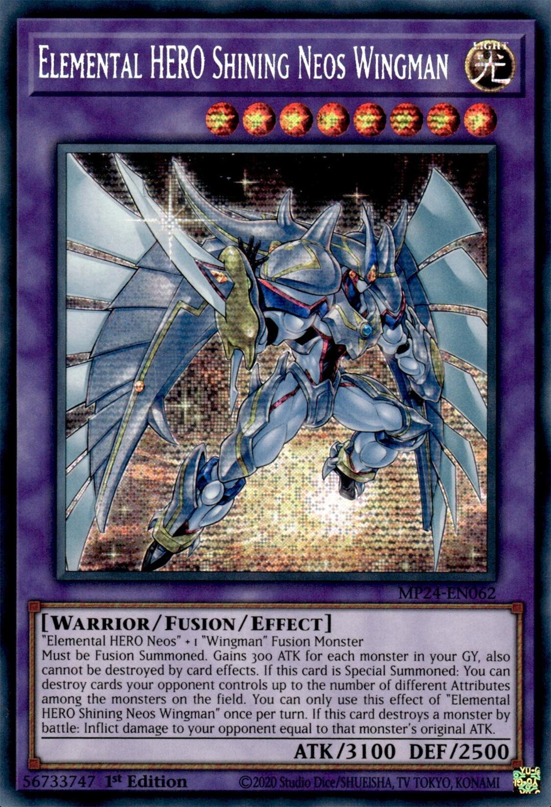 Elemental HERO Shining Neos Wingman [MP24-EN062] Prismatic Secret Rare | Shuffle n Cut Hobbies & Games