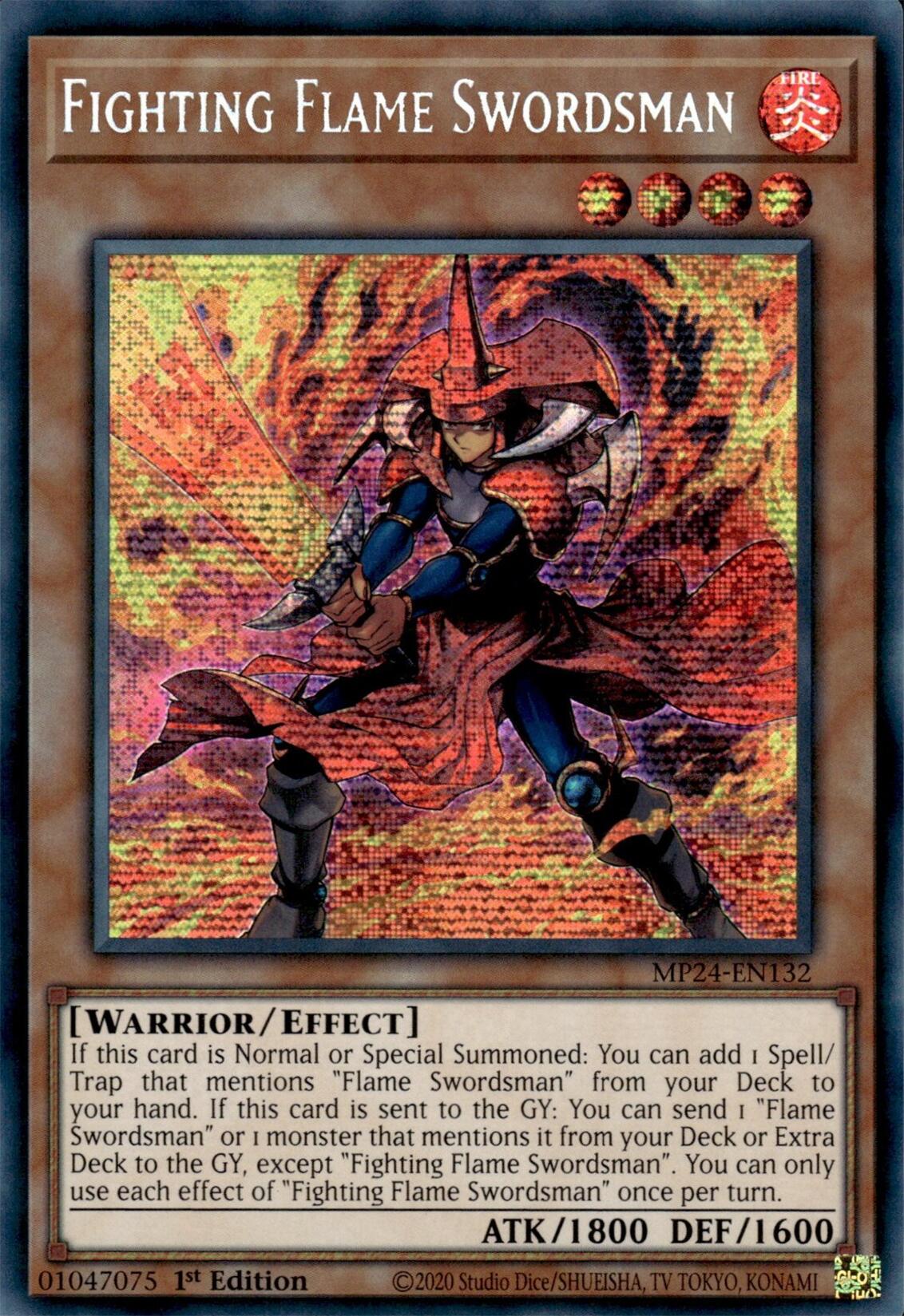 Fighting Flame Swordsman [MP24-EN132] Prismatic Secret Rare | Shuffle n Cut Hobbies & Games