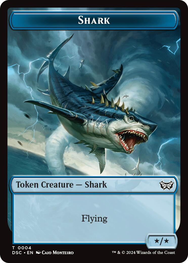 Shark // Copy Double-Sided Token [Duskmourn: House of Horror Commander Tokens] | Shuffle n Cut Hobbies & Games