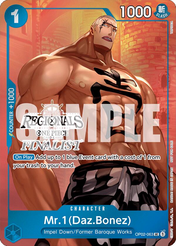 Mr.1 (Daz.Bonez) (Offline Regional 2024 Vol. 3) [Finalist] [One Piece Promotion Cards] | Shuffle n Cut Hobbies & Games