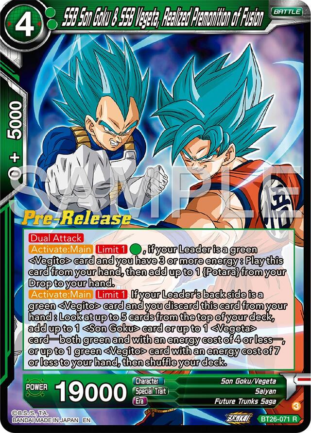 SSB Son Goku & SSB Vegeta, Realized Premonition of Fusion (BT26-071) [Ultimate Advent Prerelease Promos] | Shuffle n Cut Hobbies & Games