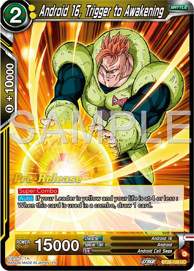 Android 16, Trigger to Awakening (BT26-108) [Ultimate Advent Prerelease Promos] | Shuffle n Cut Hobbies & Games