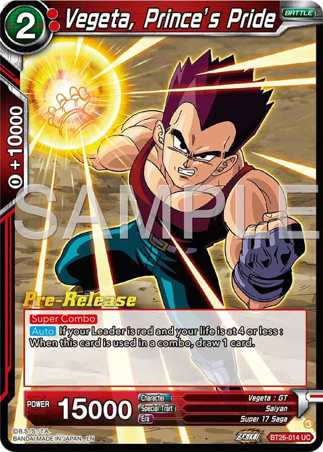 Vegeta, Prince's Pride (BT26-014) [Ultimate Advent Prerelease Promos] | Shuffle n Cut Hobbies & Games